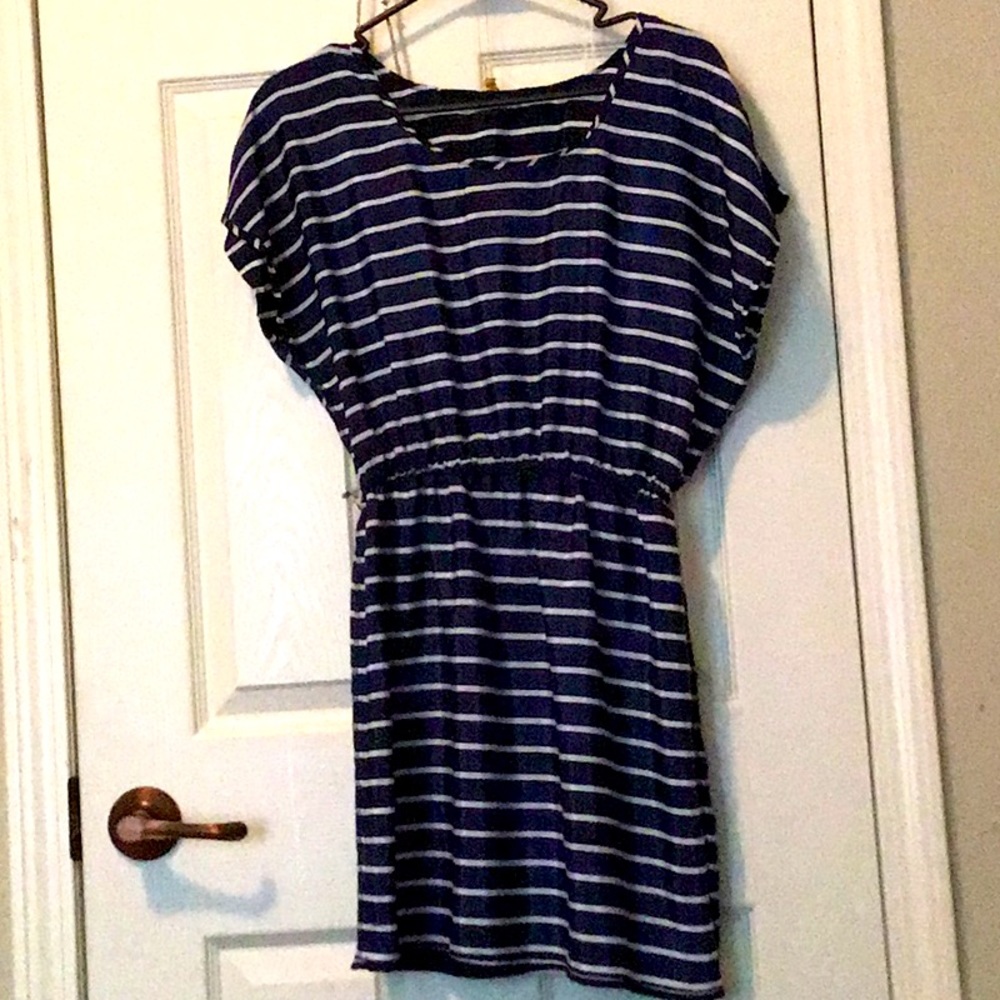 Blue with white pinstripes mini dress